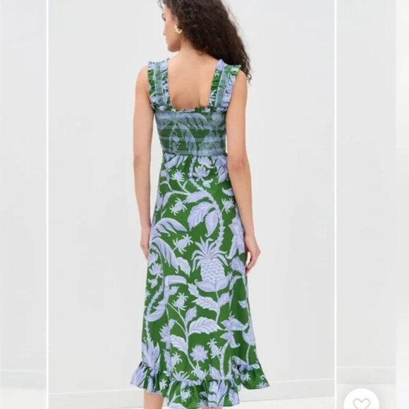 New with Tag Farm Rio green tropical swing sleeveless midi dress - Picture 2 of 3